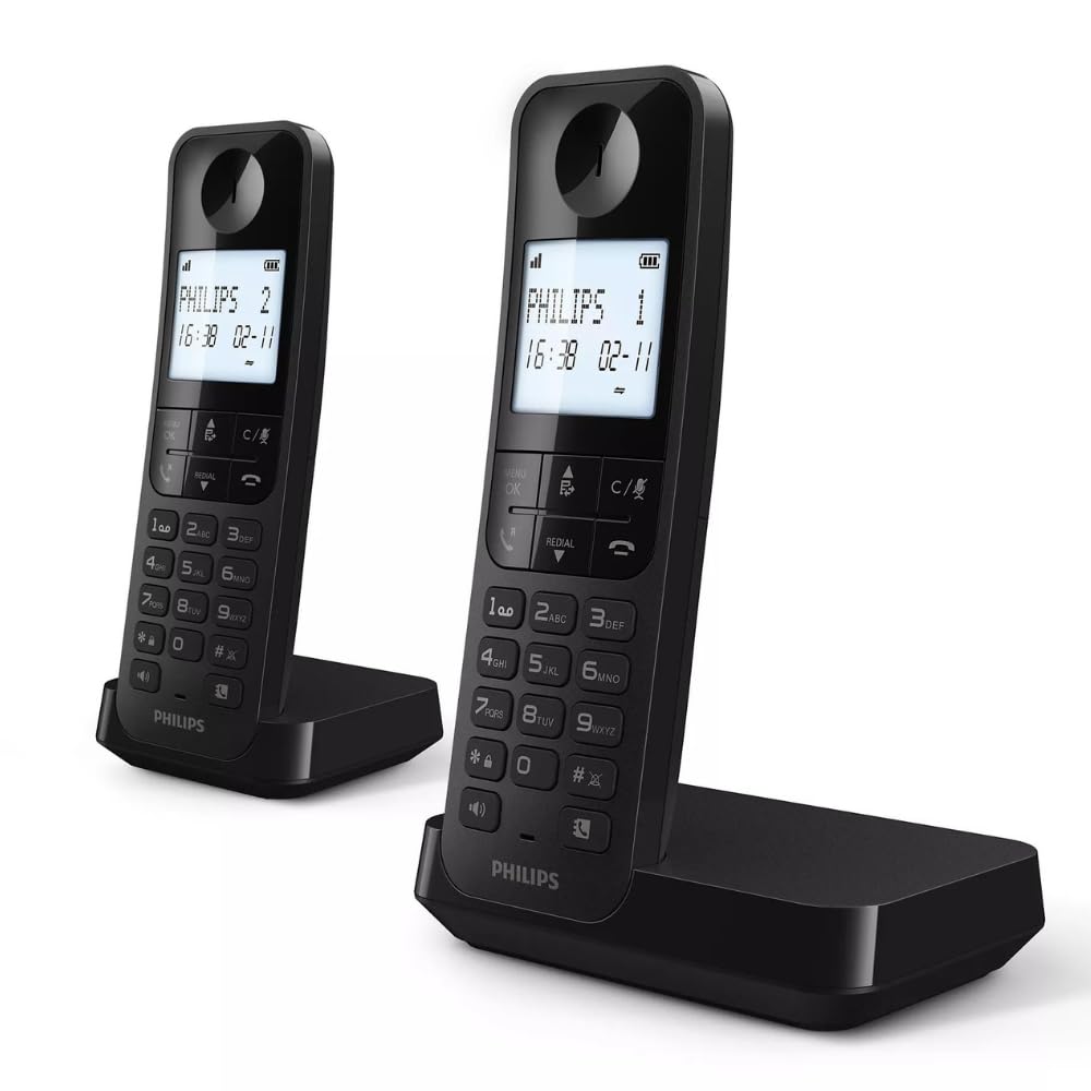 Telefono Senza Fili Philips D2702 Duo Nero 2 Unità
