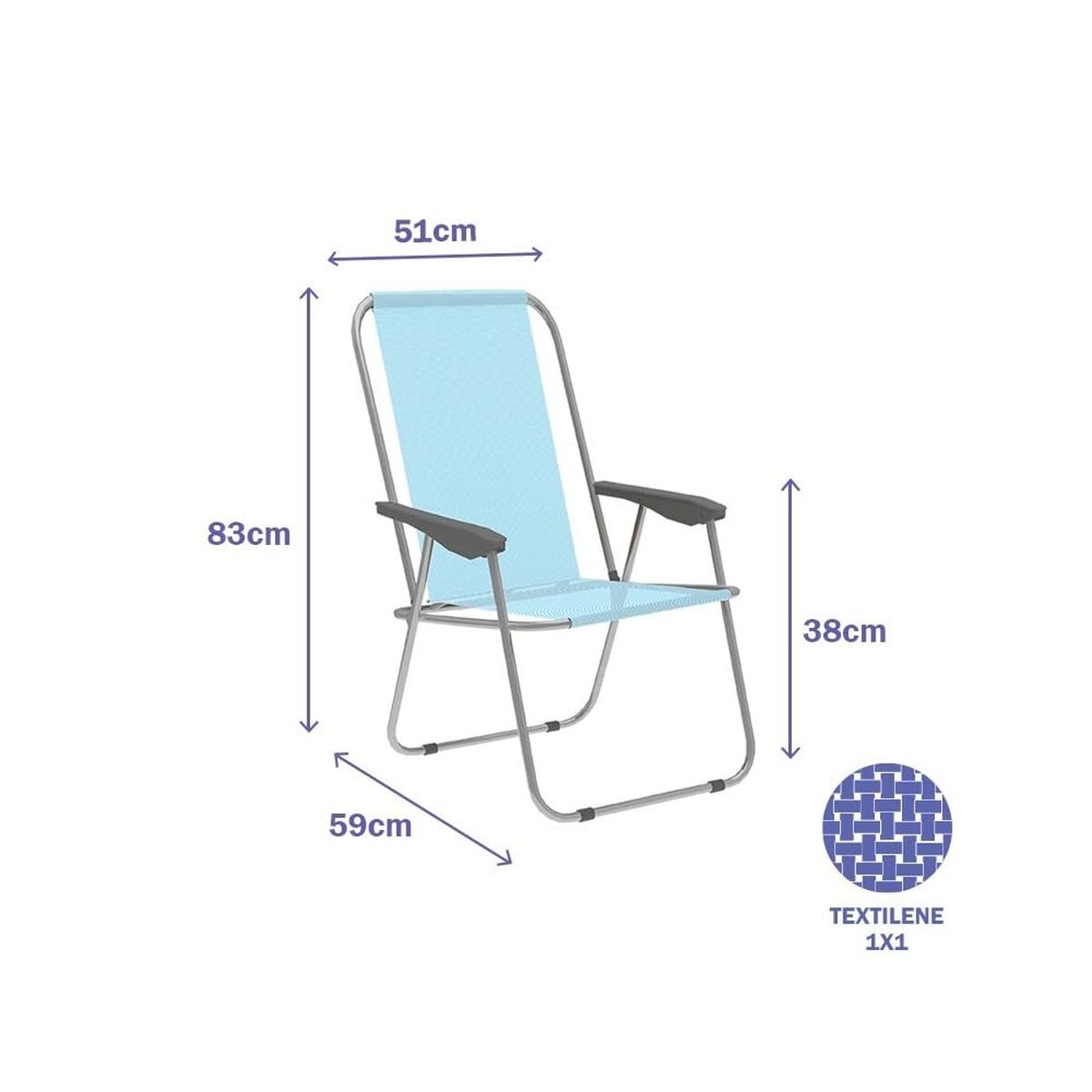 Sedia Pieghevole Marbueno Azzurro 59 X 83 X 51 cm