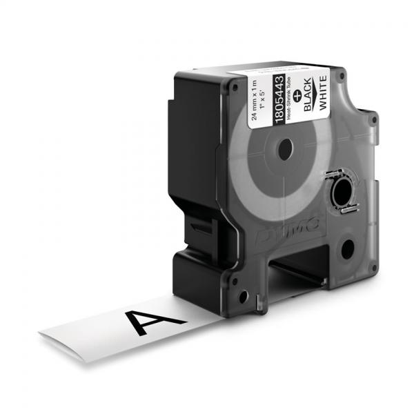 DYMO Rhino Industrial Tubi per etichette termorestringenti per cavi § 24 mm x 1,5 m § Stampa nera su bianco § Autoadesivi § per stampanti di etichette Rhino (Dymo 1805443 24mm White Heat Shrink Tube)