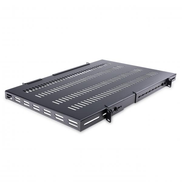 StarTech.com Ripiano 1U regolabile ventilato per rack 19 - Robusto ripiano per armadio server rack 19 pollici - Mensola Universale con profondità di montaggio regolabile da 49,5 a 97,4cm - Capacità 1