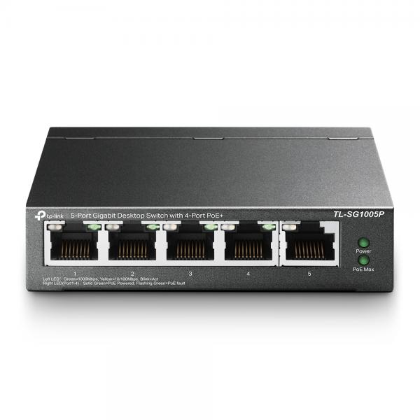 TP-Link TL-SG1005P Non gestito Gigabit Ethernet [10/100/1000] Supporto Power over Ethernet [PoE] Nero (TP-LINK Switch TL-SG1005P 5xGBit [4xPoE / 65W] Unmanaged)