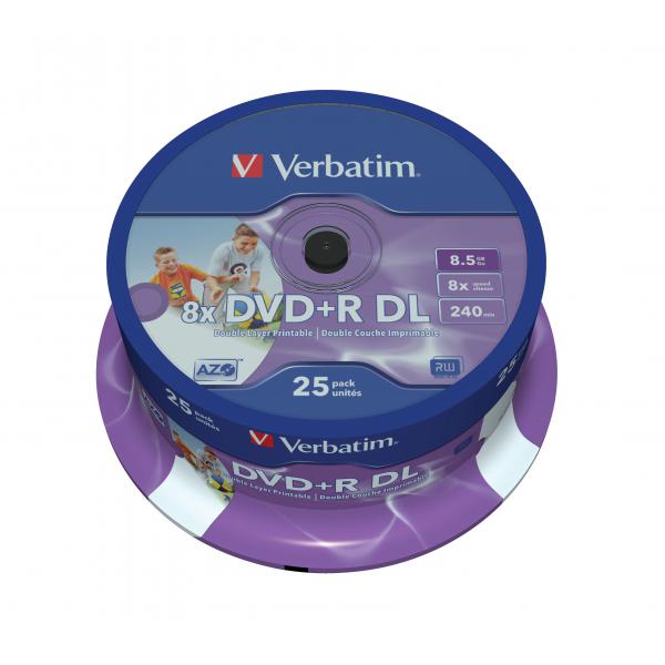 Verbatim 43667 DVD vergine 8,5 GB DVD+R DL 25 pz (Verbatim DVD+R Double Layer 8.5GB 8X Printable 25 Pack)