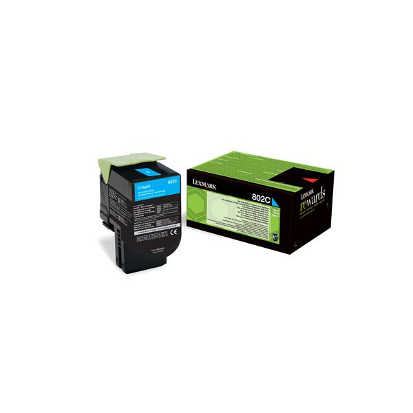 Lexmark 802C cartuccia toner 1 pz Originale Ciano (802C CYAN RETURN PROGRAM CART)