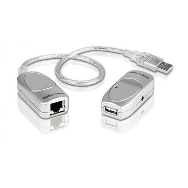 ATEN Extender USB Cat 5 [fino a 60 m] (USB Extender, lt/60m - USB 1.1 Over Cat5e/6 Extender - [60m], Transmitter & receiver, Wired, 60 m, Grey, Plastic, USB - Warranty: 24M)