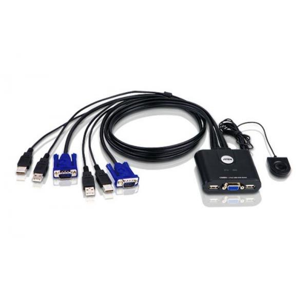 ATEN Switch KVM USB VGA cablato 2-porte con selettore porta remota (CS22U 2-Port Cable KVM Switch - USB and VGA with Remote Port - Selector - Warranty: 24M)