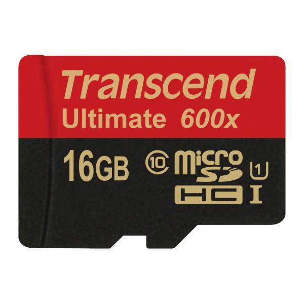 Transcend 16GB microSDHC Class 10 UHS-I [Ultimate] MLC Classe 10 (16GB MICROSD W/ ADAPTER U1 MLC - 600X)