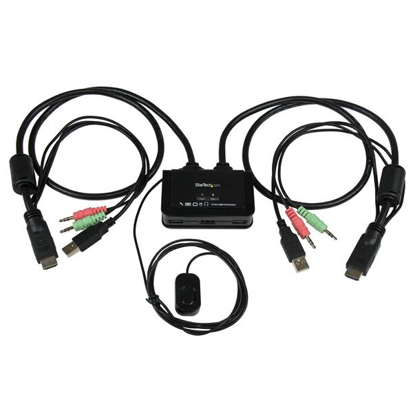 StarTech.com Switch KVM cavo HDMI USB 2 porte con audio e switch remoto – Alimentazione USB (2PORT CABLE KVM WITH HDMI USB - AND AUDIO - HDMI USB KVM)