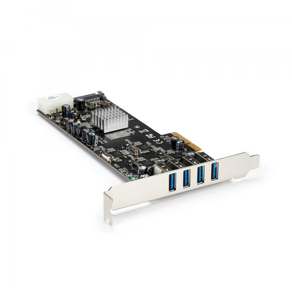 StarTech.com Adattatore scheda SuperSpeed USB 3.0 con 4 porte PCI Express [PCIe] con 4 canali da 5 Gbps dedicati - UASP - Alimentazione SATA/LP4 (4PORT PCIE USB 3.0 CONTROLLER - CARD W/QUAD BUS AND U