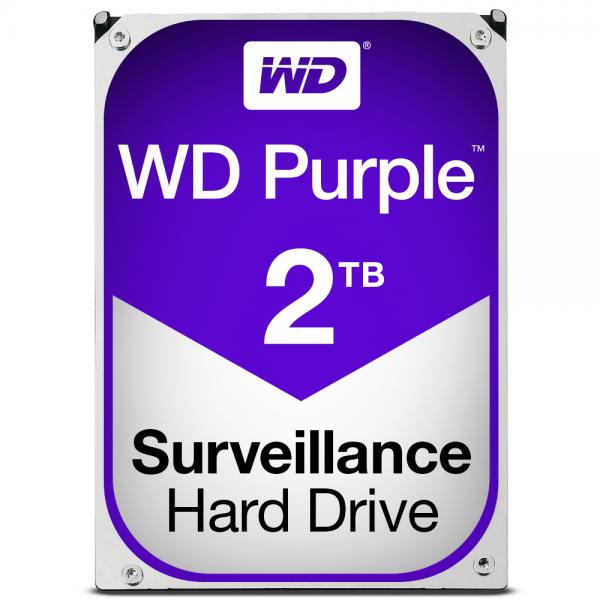 Western Digital Purple disco rigido interno 2 TB 5400 Giri/min 64 MB 3.5 Serial ATA III (WD Purple 2TB 24x7 - Purple, 3.5, 2000 GB, 5400 - RPM - Warranty: 36M)