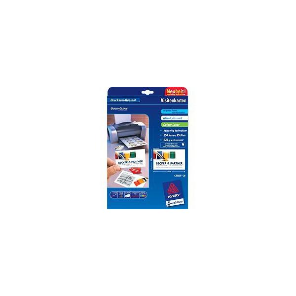 Avery C32026-25 biglietto da visita Laser/Inkjet Cartoncino Bianco 25 pz (Avery Quick & Clean - Business Cards [)
