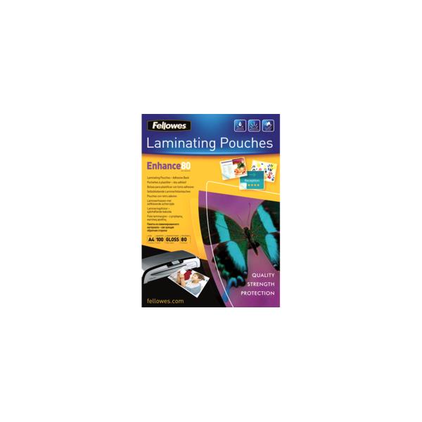 Fellowes 53022 pellicola per plastificatrice 100 pz (Fellowes 53022 A4 80Mic Adhesive Backed Pouch 100pk)