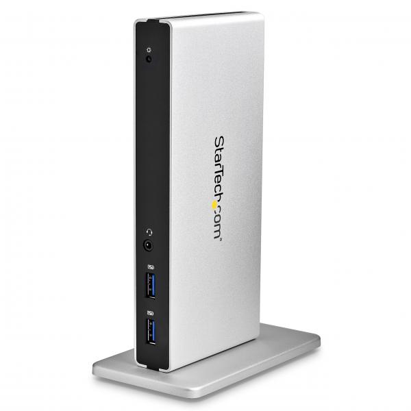 StarTech.com Docking Station Universale per Laptop USB 3.0 per dual-monitor DVI Gigabit Ethernet con adattatori HDMI / VGA - Adattatore USB a DVI HDMI o VGA - Dock DVI verticale per Mac e Windows (US