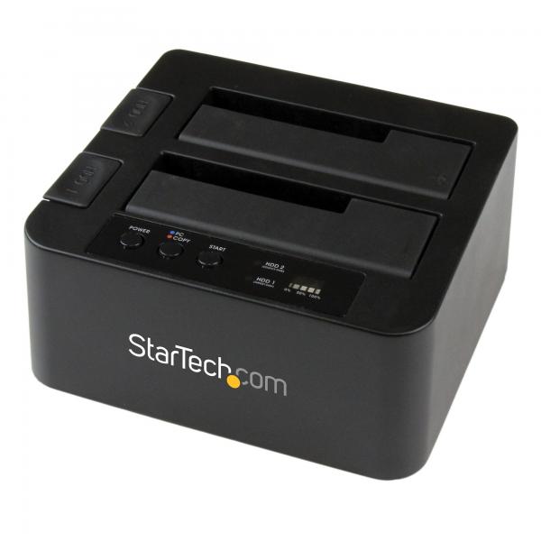 StarTech.com Docking Station per Hard Disk a 2 Slot - Duplicatore Standalone USB 3.0 [5 Gbps]/eSATA per SSD/HDD SATA III 2.5/3.5, Clonatore di Hard Drive con Carica dall'Alto (USB 3.0 / ESATA 2.5 / 3