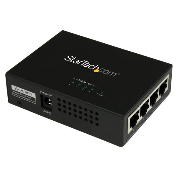 StarTech.com Iniettore midspan Gigabit Power over Ethernet [PoE] a 4 porte - 802.3at/af (4PORT GIGABIT POE+ MIDSPAN - POWER OVER ETHERNET INJECTOR)