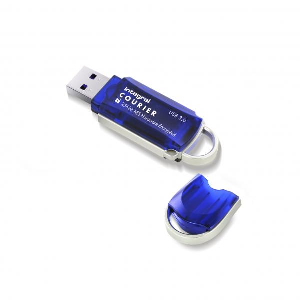 Integral INFD64GCOU3.0-197 unità flash USB 64 GB USB tipo A 3.2 Gen 1 [3.1 Gen 1] Blu, Argento (64GB HARDWARE ENCRYPTED USB 3.0 DRIVE SECURE PASSWORD 256 AES FIPS 197 COURIER INTEGRAL)