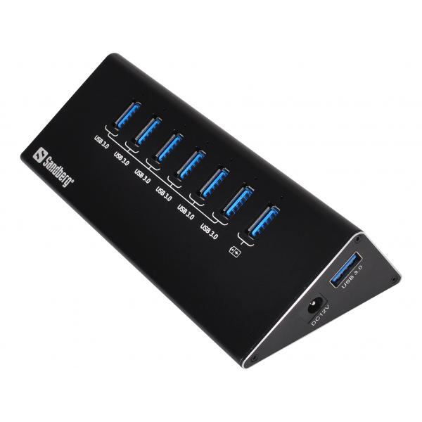 Sandberg USB 3.0 Hub 6+1 ports (USB 3.0 Hub 6+1 ports - USB 3.0 Hub 6+1 ports, USB - 3.2 Gen 1 [3.1 Gen 1] Micro-B, USB 3.2 Gen 1 [3.1 Gen 1] Type-A, 5000 Mbit/s, - Warranty: 60M)