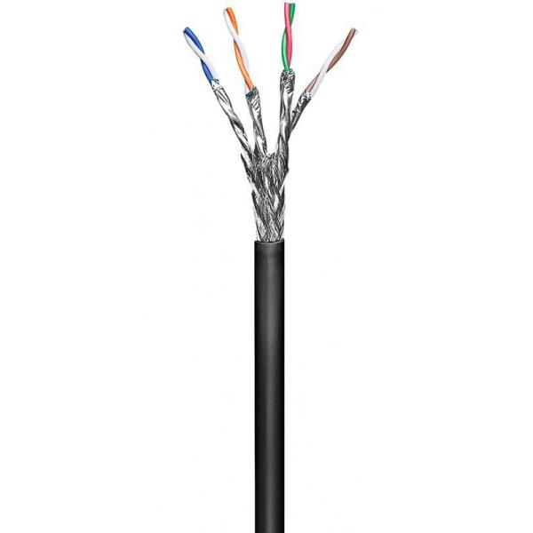 Microconnect KAB028-100 cavo di rete Nero 100 m Cat6 S/FTP [S-STP] (S/FTP CAT6 Outdoor 100m Black - Stranded AWG 27 CCA, Jacket PE - Non-terminated flexible data-/patchcable for Home-/outdoor using -