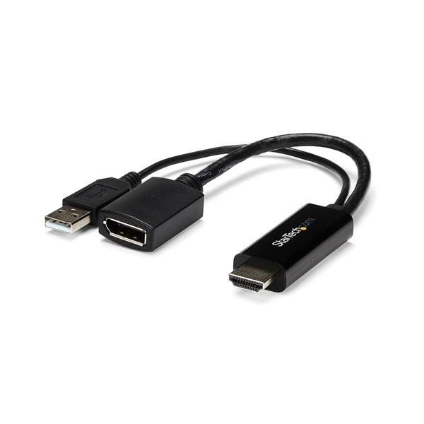 StarTech.com Adattatore / Convertitore HDMI a DP alimentato via USB - Ultra HD 4K (Startech 4K 30Hz HDMI to DisplayPort Video Adapter w/ USB Power - 6 in - HDMI 1.4 [Male] to DP 1.2 [Female] Active M