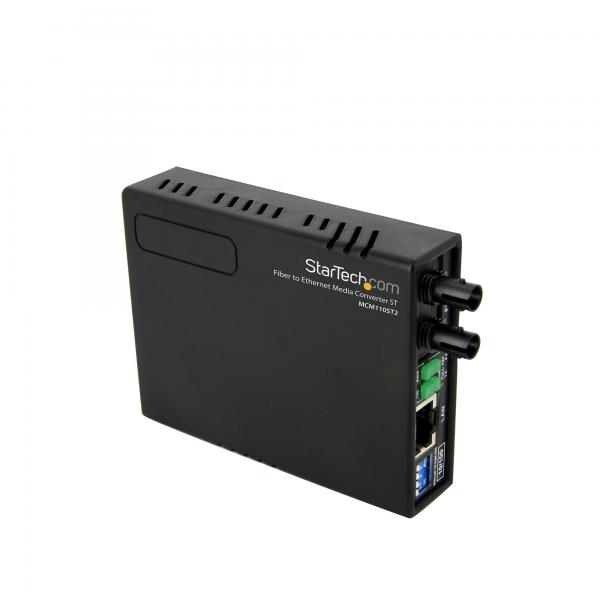 StarTech.com MCM110ST2GB convertitore multimediale di rete 100 Mbit/s 1310 nm Modalità multipla Nero (10/100 ETHERNET TO MULTI MODE - FIBER MEDIA CONVERTER ST 2KM)