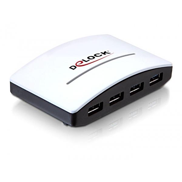 DeLOCK USB 3.0 External HUB 4 Port 5000 Mbit/s Nero, Bianco (Delock USB 3.0 externer HUB 4 Port - h)