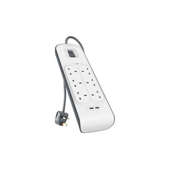 Belkin BSV604AF2M protezione da sovraccarico Bianco 6 presa[e] AC 2 m (6 WAYSURGEPROT 2M 2 X 2.4AMPUSBCHARG)