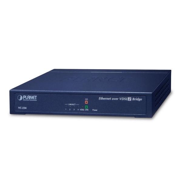 PLANET VC-234 ponte e ripetitore Bridge di rete Blu (100/100 Mbps Ethernet [4-Port - LAN] to VDSL2 Bridge - 30a - profile - Warranty: 36M)