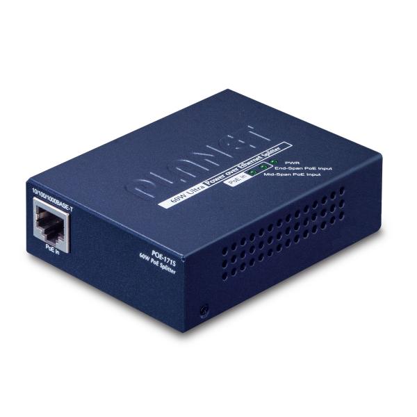 PLANET POE-171S divisore di rete Supporto Power over Ethernet [PoE] Blu (Single Port 10/100/1000Mbps - Ultra POE Splitter 12V/19V/24V - Warranty: 36M)