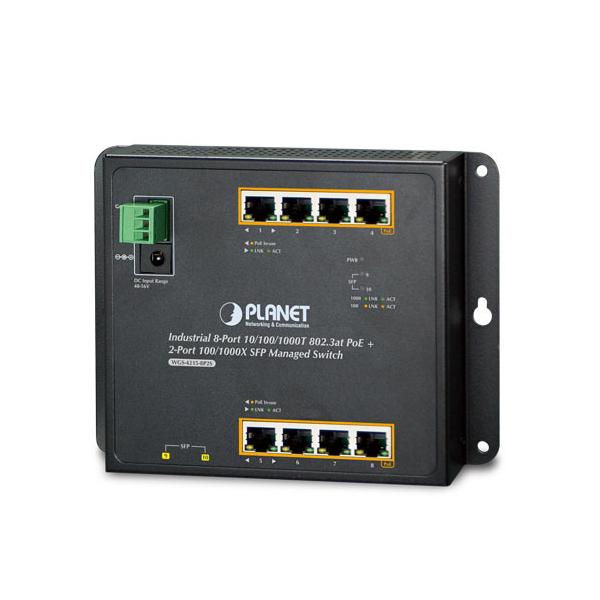 PLANET WGS-4215-8P2S switch di rete Gestito Gigabit Ethernet [10/100/1000] Supporto Power over Ethernet [PoE] Nero (IP30, IPv6/IPv4, 8-Port 1000T - 802.3at PoE + 2-P 100/1000X - SFP Wall-mount Manage