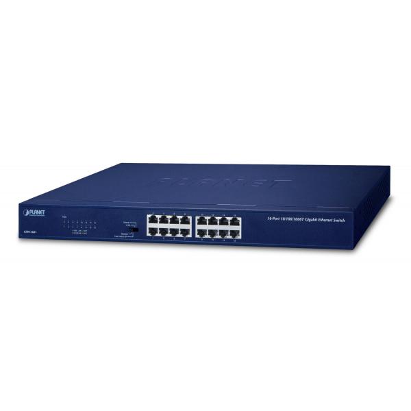 PLANET GSW-1601 switch di rete Non gestito Gigabit Ethernet [10/100/1000] 1U Blu (16-P 10/100/1000Mbps Gigabit - Ethernet Switch - Warranty: 36M)