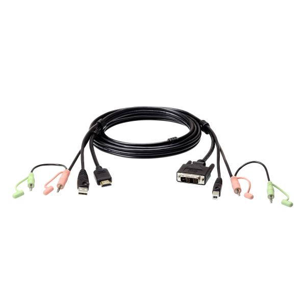 ATEN Cavo KVM USB da HDMI a DVI-D da 1,8 m con audio (ATEN 2L-7D02DH - Keyboard / video / mouse [KVM] cable - USB, HDMI, 2 x stereo mini jack [M] to USB Type B, DVI-D, 2 x stereo mini jack [M] - 1.8