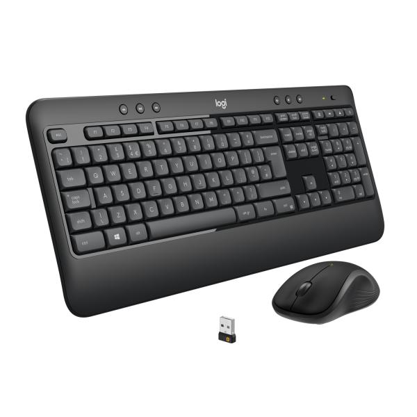 Logitech 920-008685 tastiera Mouse incluso Universale RF Wireless QWERTY US International Nero (Logitech Desktop MK540 Advanced Wireless Black/White - US Layout) - Versione Tedesca