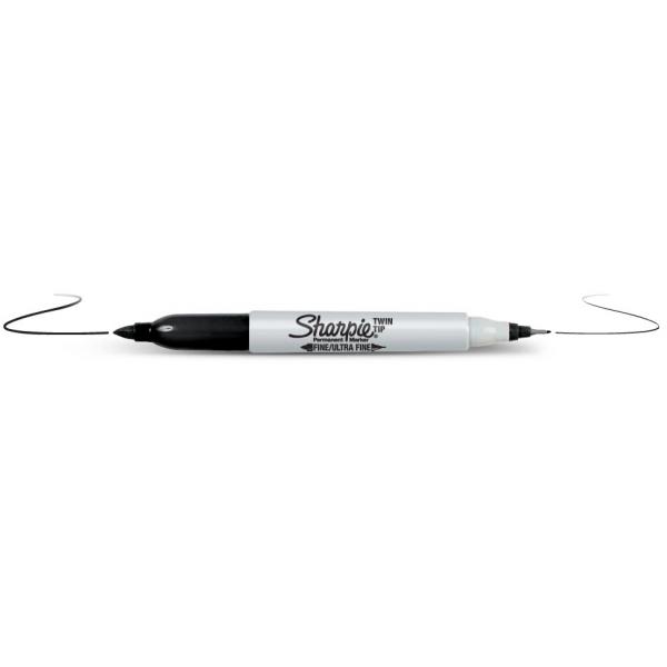 Sharpie Twin Tip marcatore permanente Punta sottile Nero 12 pz (Sharpie S0811100 Twin Tip Black Pens Box of 12)