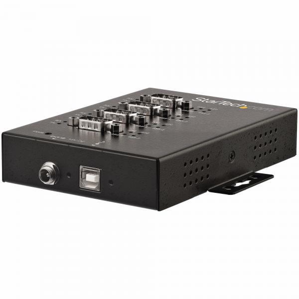 StarTech.com Hub Seriale 4 Porte da USB a RS232/RS485/RS422 -Hub Convertitore industriale da USB 2.0 a DB9 - Protezione IP30 - Hub in Metallo installabile su Barra Din - Protezione ESD 15kV (INDUSTRI