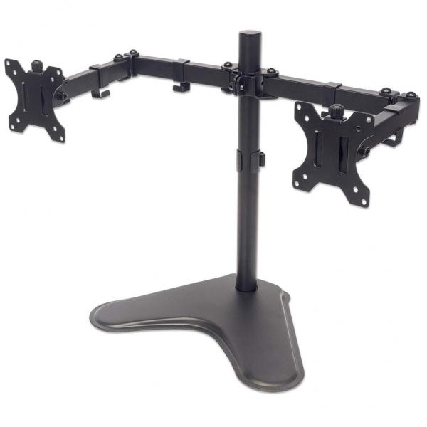 Manhattan 461559 Supporti a parete per TV 81,3 cm [32] Scrivania Nero (TV & Monitor Mount, Desk, Double-Link Arms, 2 screens, Screen Sizes: 10-27, Black, Stand Assembly, Dual Screen, VESA 75x75 to 10