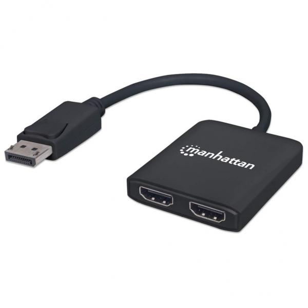 Manhattan 152716 ripartitore video DisplayPort 2x HDMI (DISPLAYPORT/HDMI SPLITTER 2PORT - -WITH MST 4K/30HZ USB-A POWERED)