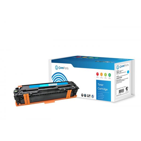 CoreParts QI-HP1012C cartuccia toner 1 pz Compatibile Ciano (Toner Cyan CB541A - Pages: 1.400, Nordic Swan - HP Color LaserJet CP1215/CP1515 [125A] Series - Warranty: 36M)