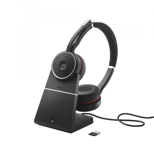 Jabra Evolve 75 Auricolare Con cavo e senza cavo A Padiglione Ufficio Micro-USB Bluetooth Nero (Evolve 75 with Chargingstand - and Link 370 Stereo UC - Warranty: 12M)