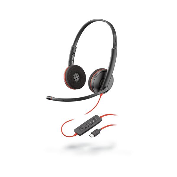 POLY Blackwire 3225 Auricolare Cablato A Padiglione Ufficio USB tipo A Nero, Rosso (PLX BLACKWIRE C3225 USB A - re 3225, Headset, Head-band, - Office/Call center, Black,Red, Binaural, In-line control