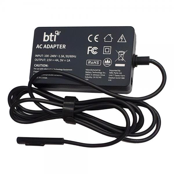 BTI Q5N-00010- adattatore e invertitore Interno 65 W Nero (BTI 65W AC Adapter for Microsoft Surface Pro 4 and Surface Pro 5. UK including 5V USB-A output)