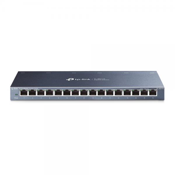 TP-Link TL-SG116 Non gestito Gigabit Ethernet [10/100/1000] Nero (TP-Link TL-SG116 16-Port Metal Gigabit Desktop Network Switch)