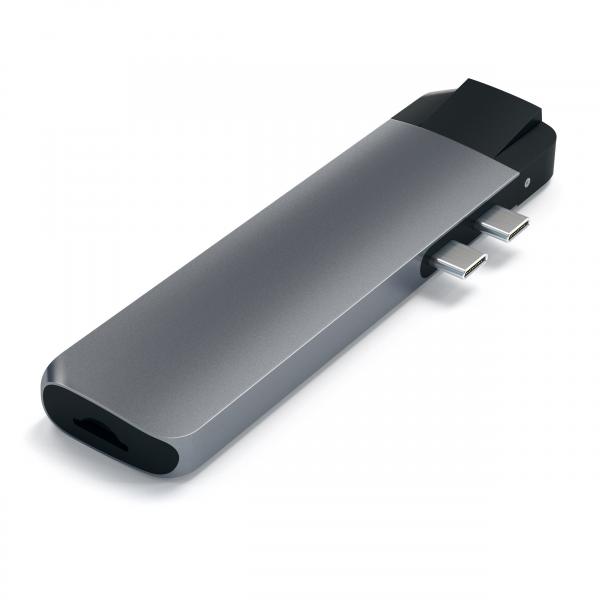 Satechi ST-TCPHEM replicatore di porte e docking station per laptop Thunderbolt 3 Grigio (Alu Type-C Pro Hub w/ Ethernet - dockingstation Space Grey - Warranty: 12M)