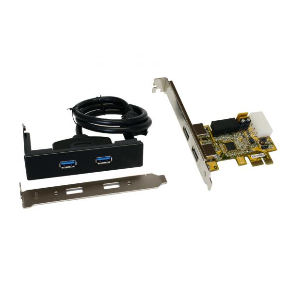 EXSYS EX-11072 scheda di interfaccia e adattatore Interno USB 3.2 Gen 1 [3.1 Gen 1] (IO Exsys PCIe 2 ext. +1 int. USB3.0 [EX-11072WO] LP bulk inkl. Low-Profile Slotblech)