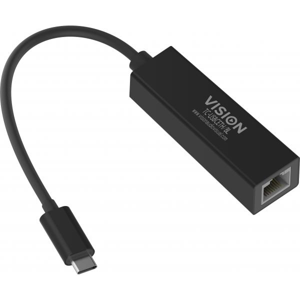Vision TC-USBCETH/BL scheda di rete e adattatore Ethernet (USB C to Ethernet adaptor -10/100/1000 mbps auto-sensing capability and auto-mdix [straight and crossed network cable auto-detection] - pxe