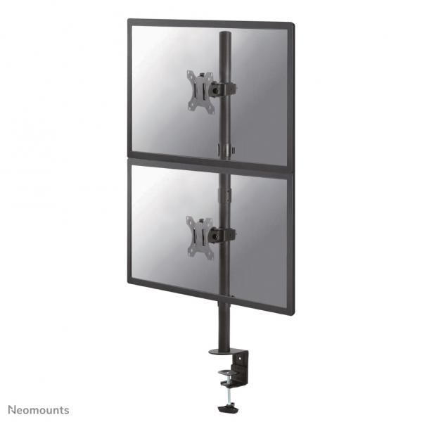Neomounts FPMA-D550DVBLACK Braccio per monitor 10-32 - installazione verticale (FPMA-D550DVBLACK, Full Motion - Dual Desk Monitor Arm [Clamp - & Grommet] For Two 10-32 Monitor Screens - Black clamp -