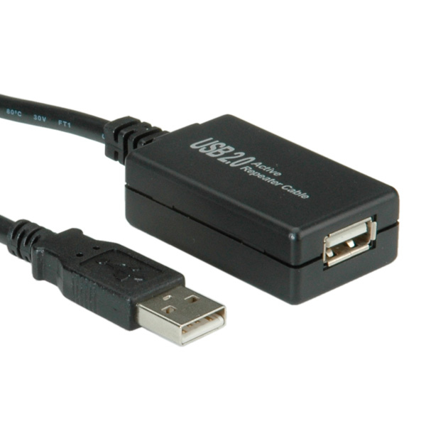 VALUE USB A/USB A M/F 12m cavo USB USB 2.0 0,48 Gbit/s Nero (Usb 2.0 Extension Cable, - Active With Repeater 12 M - Warranty: 12M)