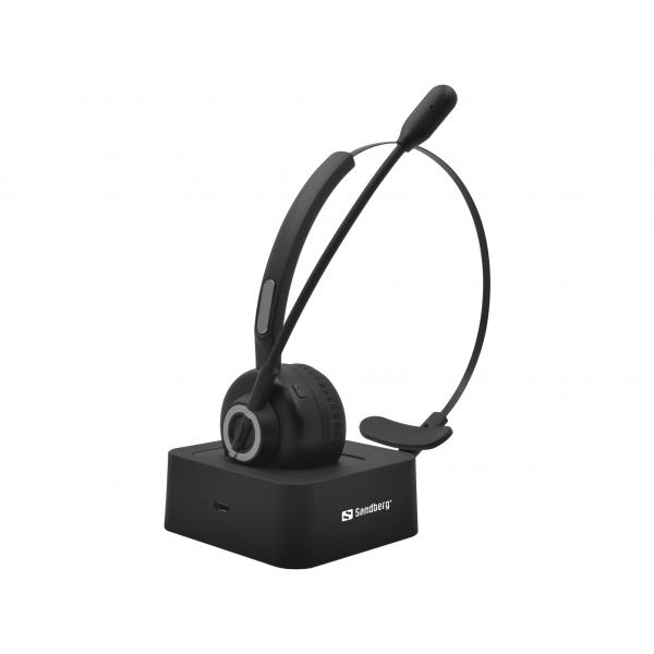 Sandberg Bluetooth Office Headset Pro (Wireless Office Headset Pro - Bluetooth Office Headset Pro, - Headset, Head-band, Office/Call center, Black, Monaural, Wireless - Warranty: 60M)