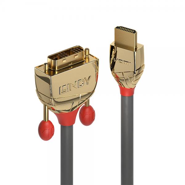 Lindy 36198 cavo e adattatore video 10 m HDMI tipo A [Standard] DVI-D Grigio (10M HDMI AN DVI - KABEL GOLD LINE)