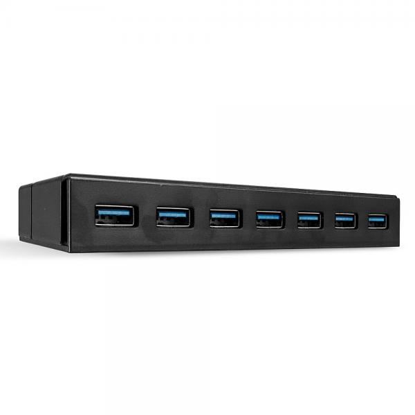 Lindy 43228 hub di interfaccia USB 3.2 Gen 1 [3.1 Gen 1] Type-A 5000 Mbit/s Nero (7 Port Usb 3.0 Hub - Warranty: 24M)