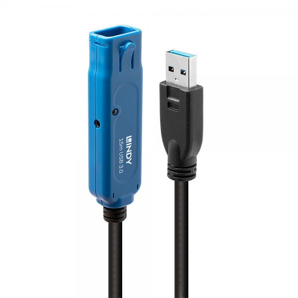 Lindy 43229 cavo USB USB 3.2 Gen 1 [3.1 Gen 1] 15 m USB A 5 Gbit/s Nero (15M Usb 3.0 Active Extension - Cable - Warranty: 24M)
