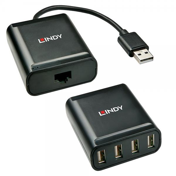Lindy 42679 hub di interfaccia USB 2.0 Nero (60M 4 PORT USB 2.0 - CAT.6 EXTENDER)